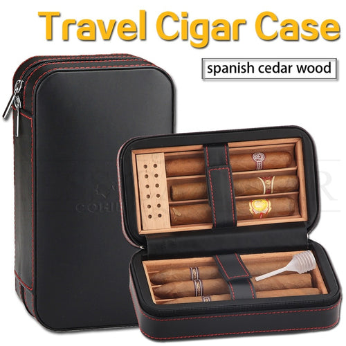 COHIBA Travel Cigar Humidor Box Leather Cigar Case